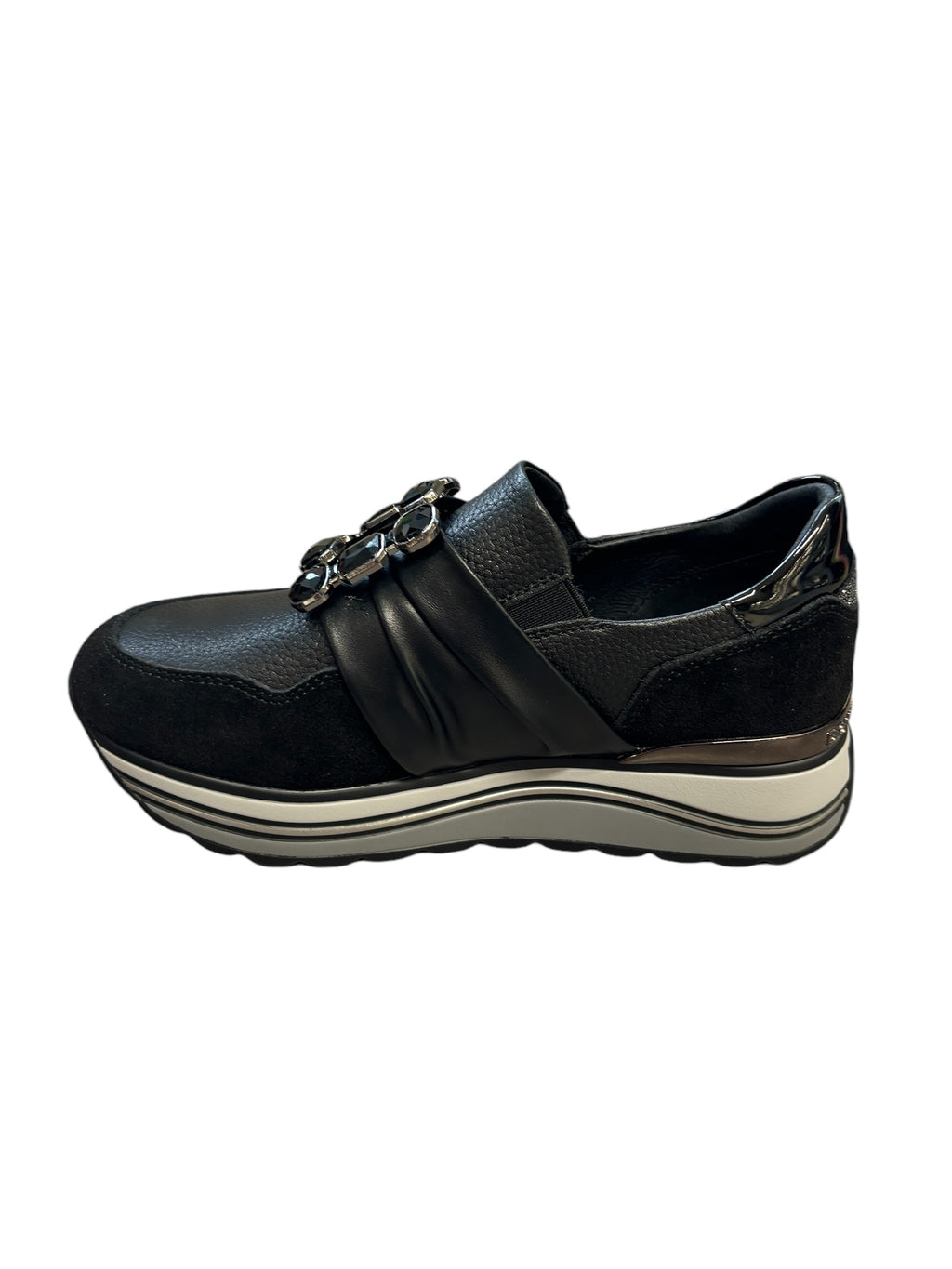 DONNA SERENA
 Slip on Shoe in Black with Embellishment