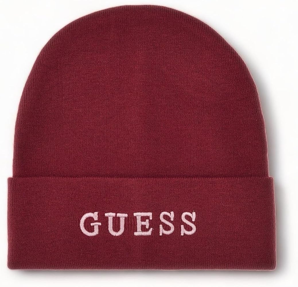 GUESS Embroidered Logo Beanie Berry