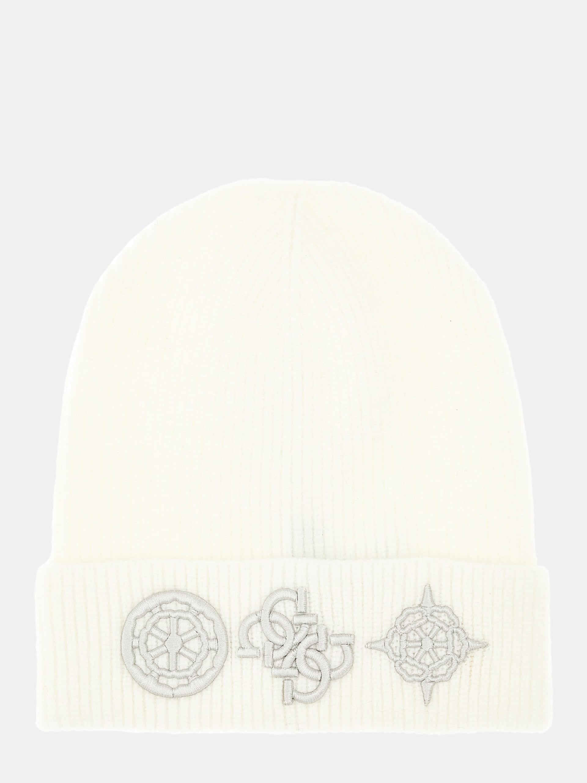 GUESS Peony Logo Beanie Off White