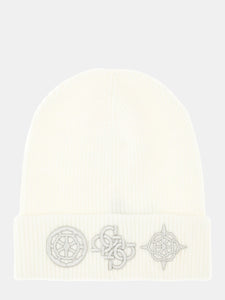 GUESS Peony Logo Beanie Off White