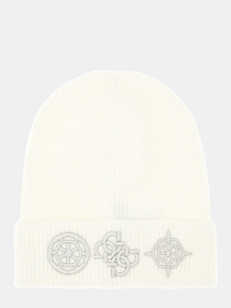 GUESS Peony Logo Beanie Off White