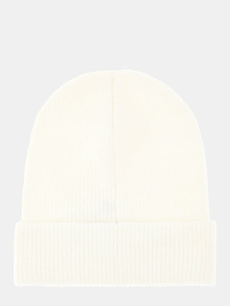 GUESS Peony Logo Beanie Off White