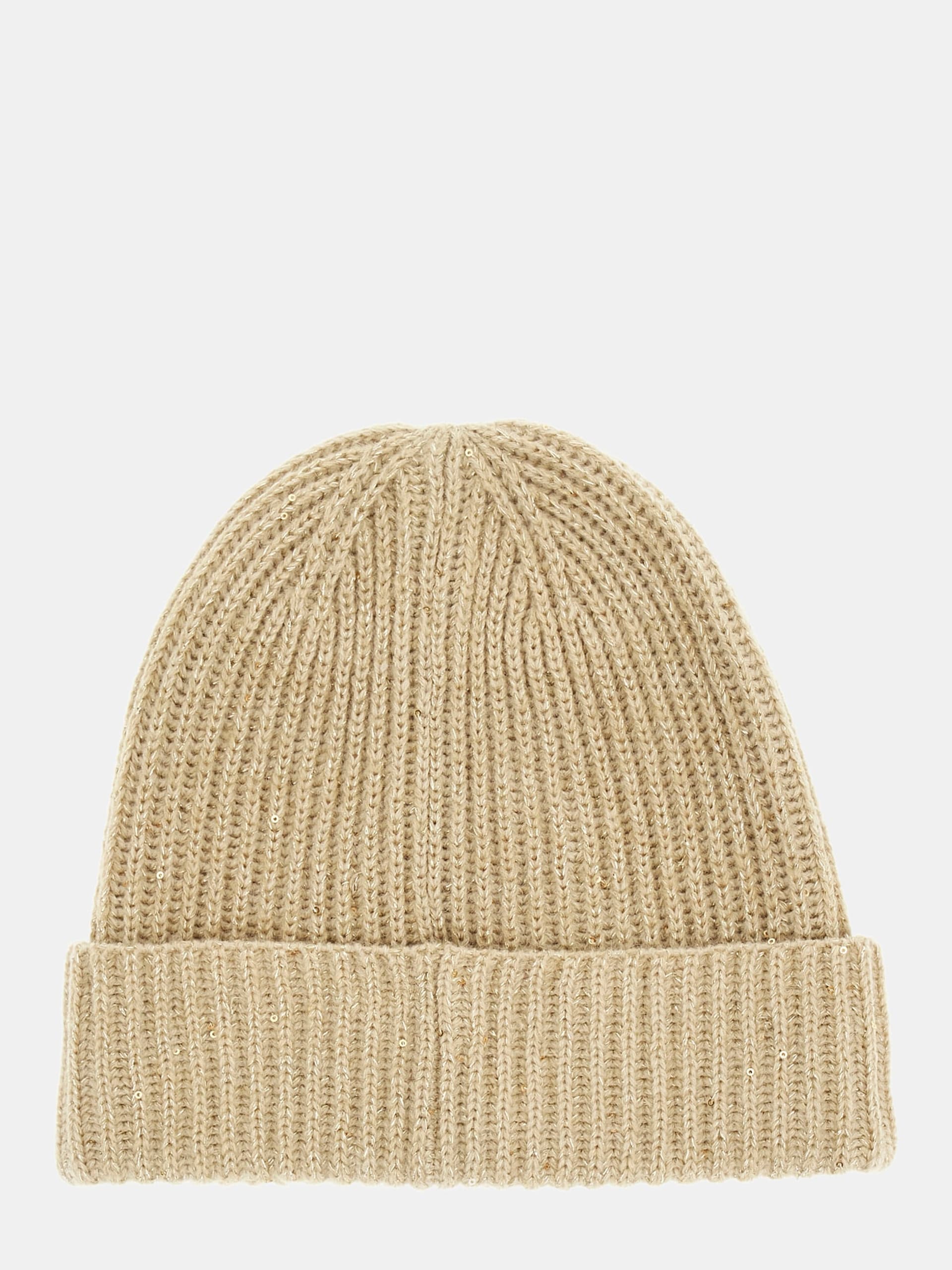 GUESS Triangle Logo Beanie Beige