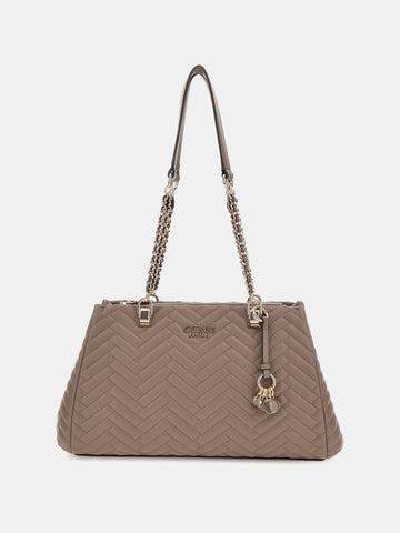 GUESS Anning Quilted Bag Dark Taupe