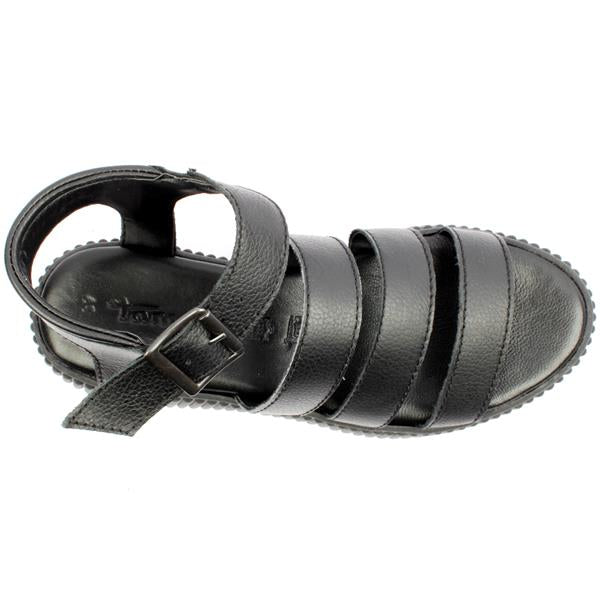 Tamaris Leather Black Wedge Sandal