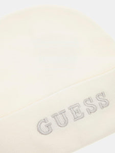 GUESS Logo Beanie Off White