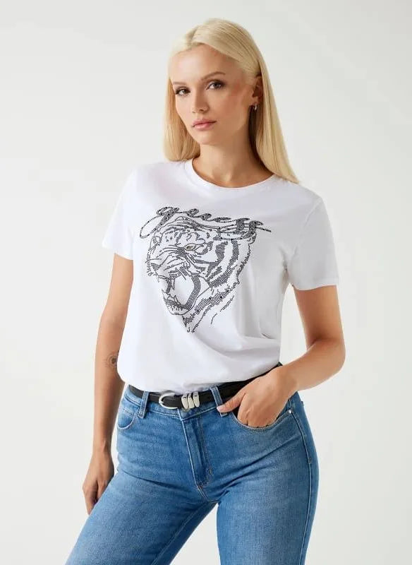 GUESS Tiger Face Tee Shirt White