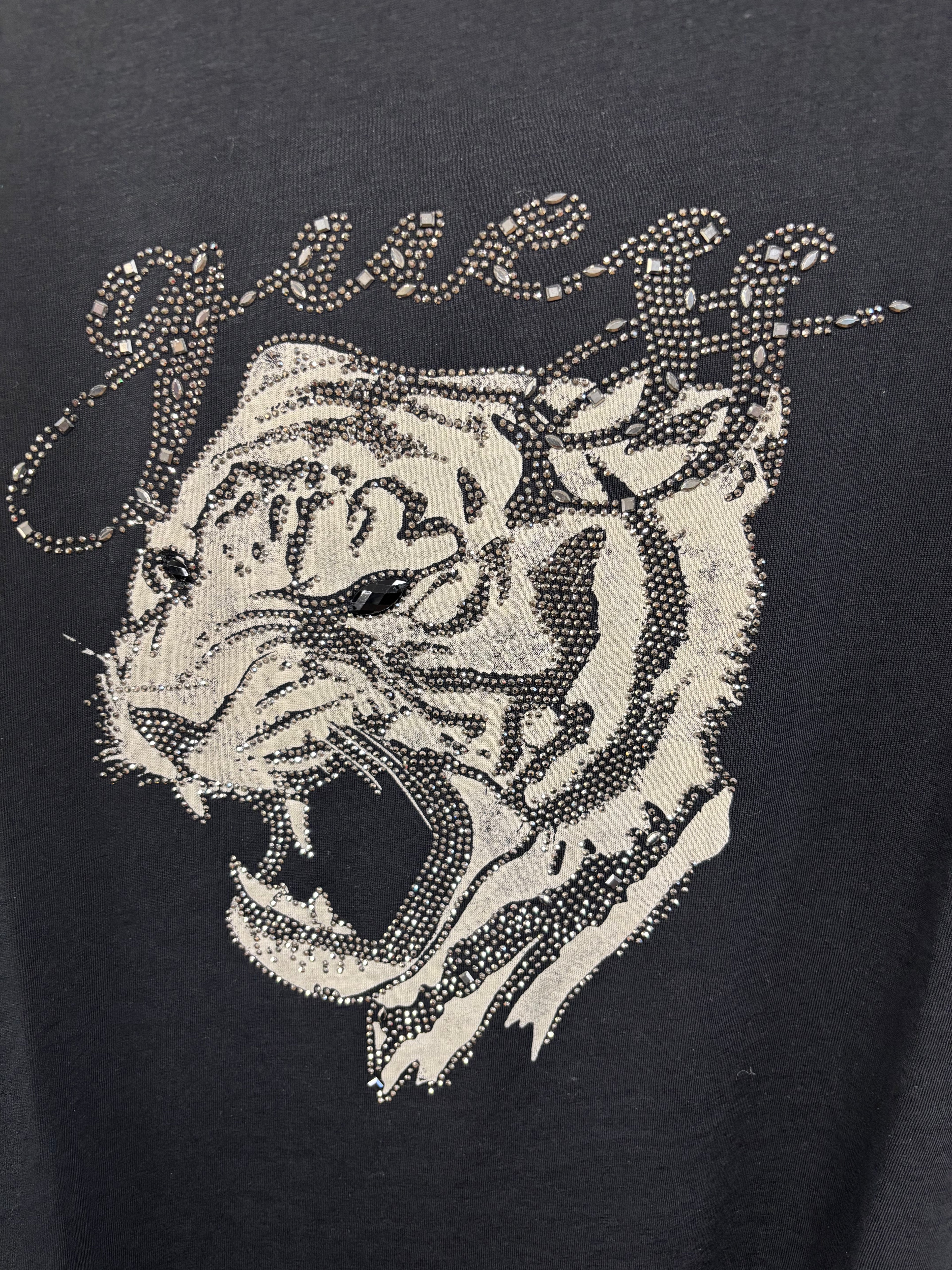 GUESS Tiger Face Tee Shirt Black