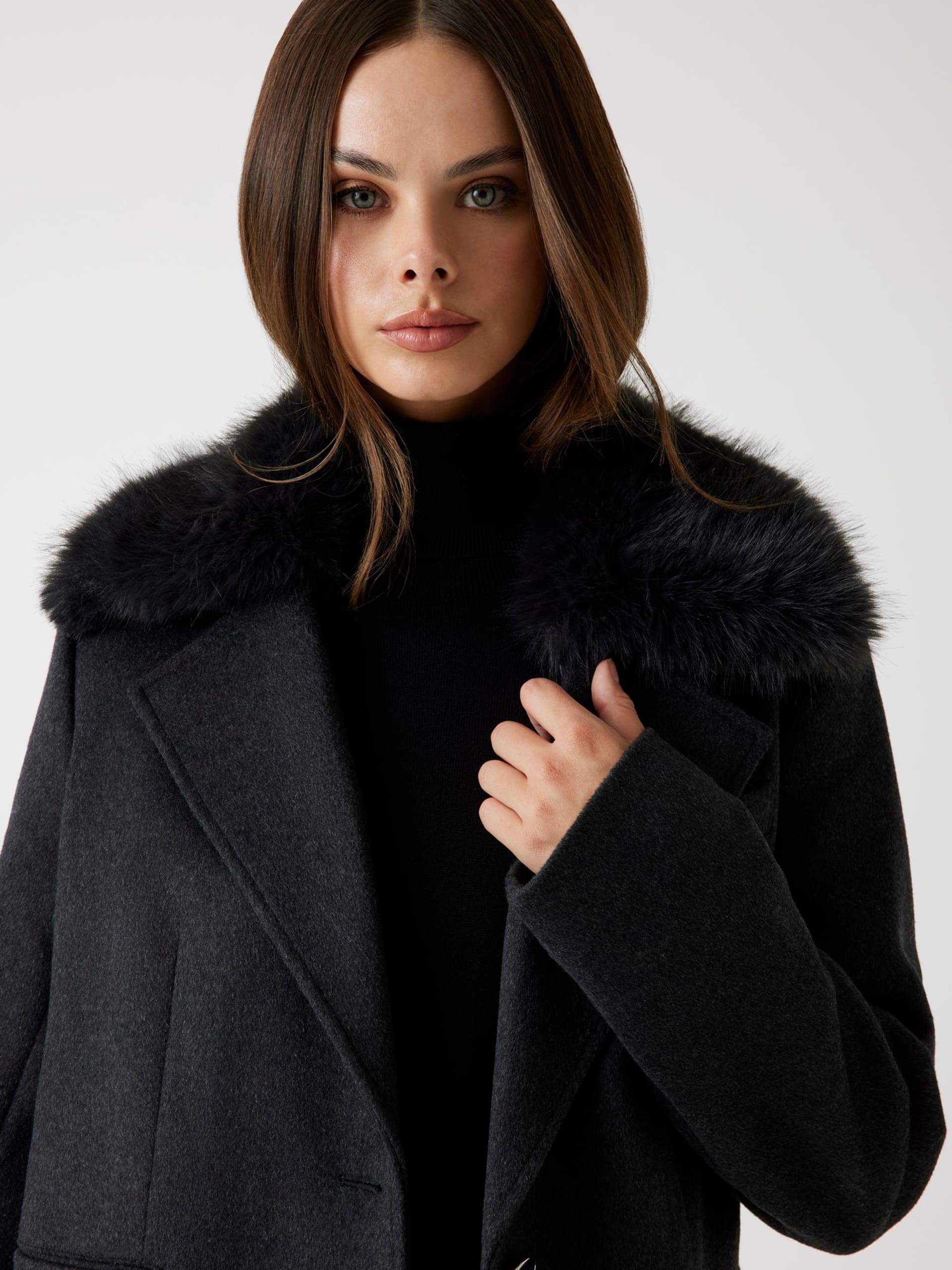 GUESS Karole Fur Collar Coat