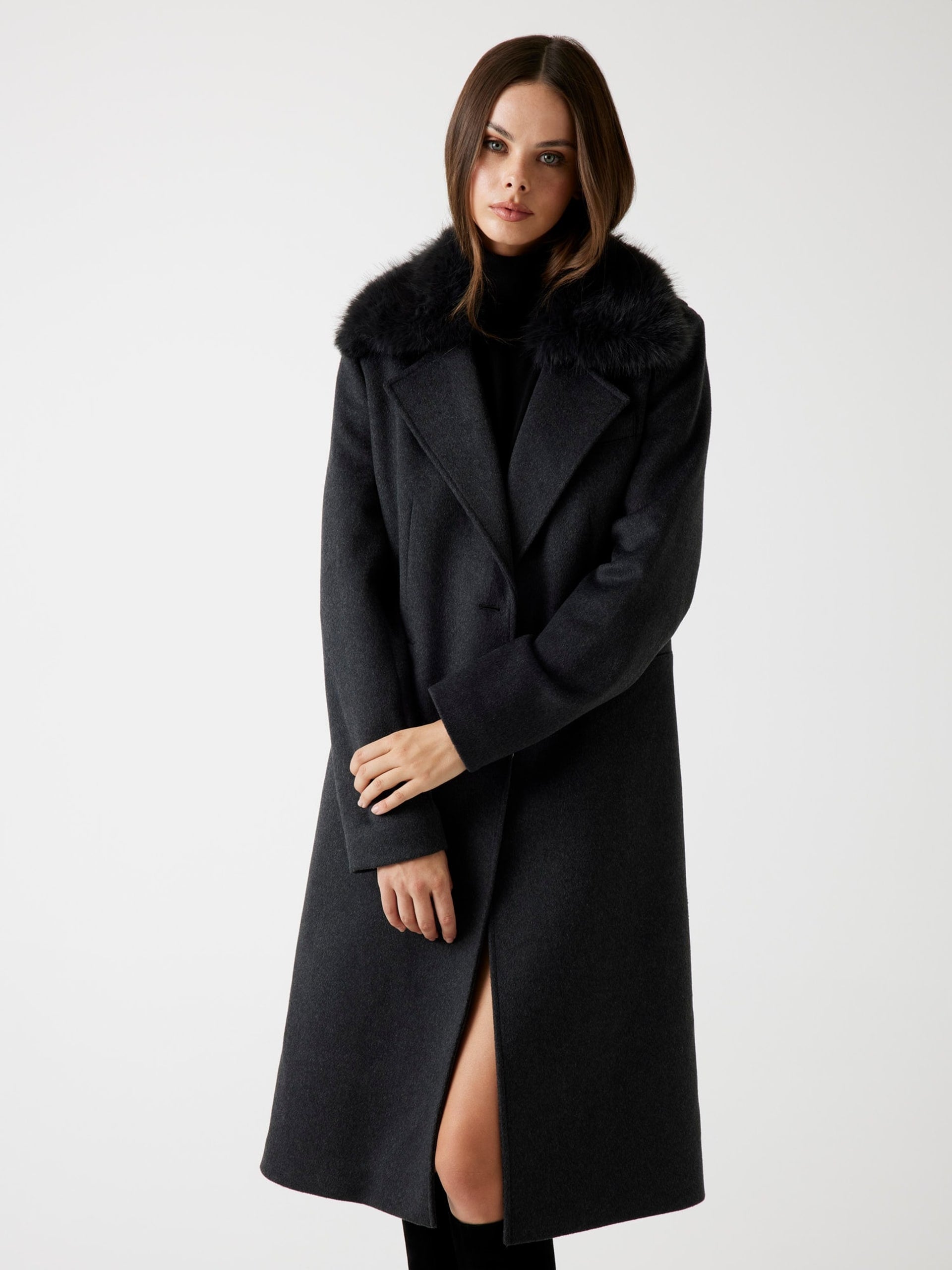 GUESS Karole Fur Collar Coat