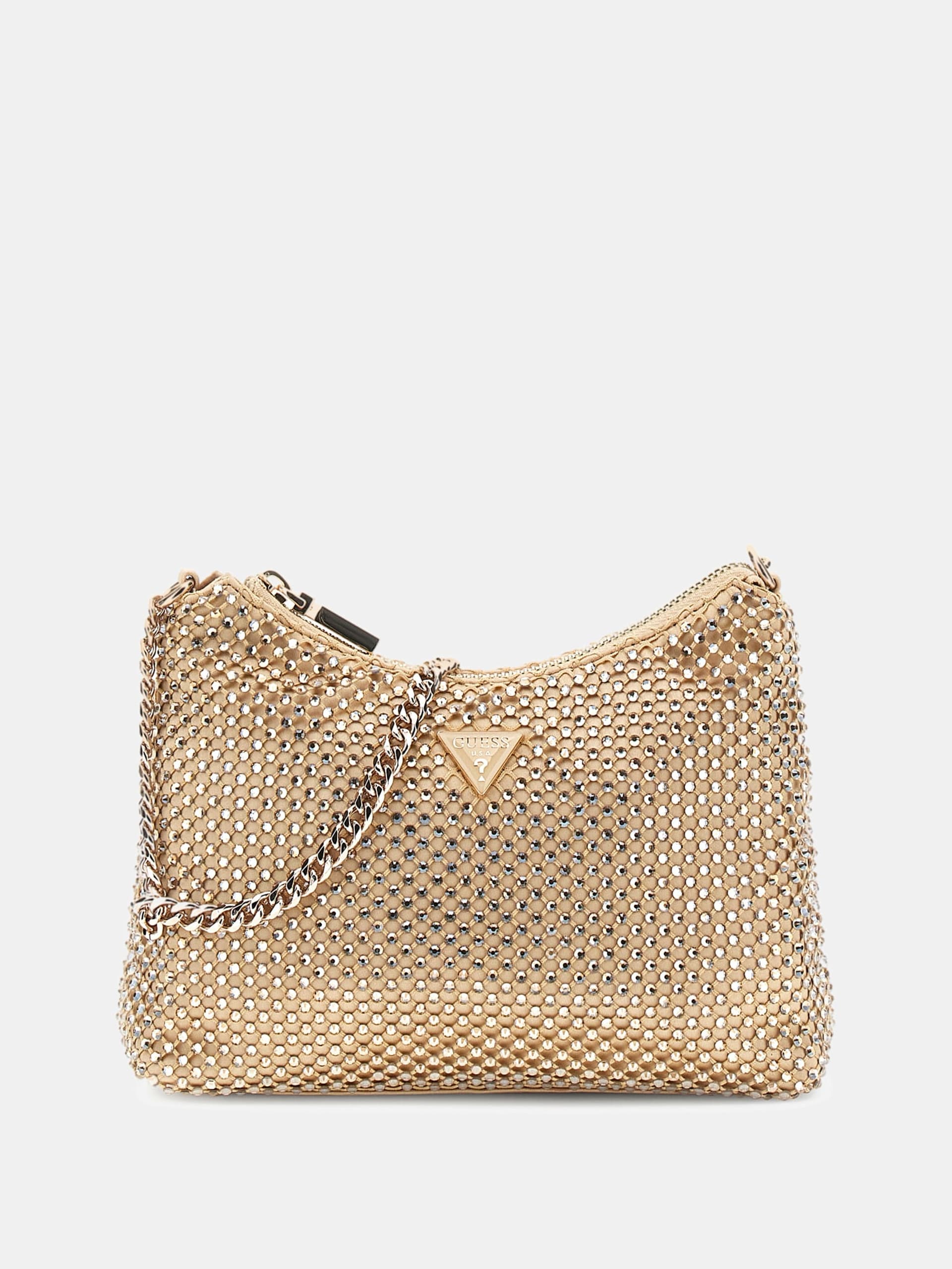 GUESS Zalina Top Zip Mesh Bag Gold