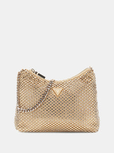 GUESS Zalina Top Zip Mesh Bag Gold
