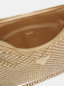 GUESS Zalina Top Zip Mesh Bag Gold