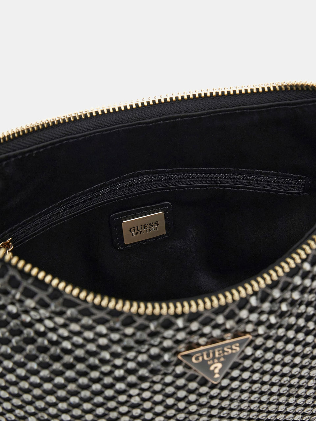 GUESS Zalina Top Zip Mesh Bag Black