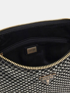 GUESS Zalina Top Zip Mesh Bag Black