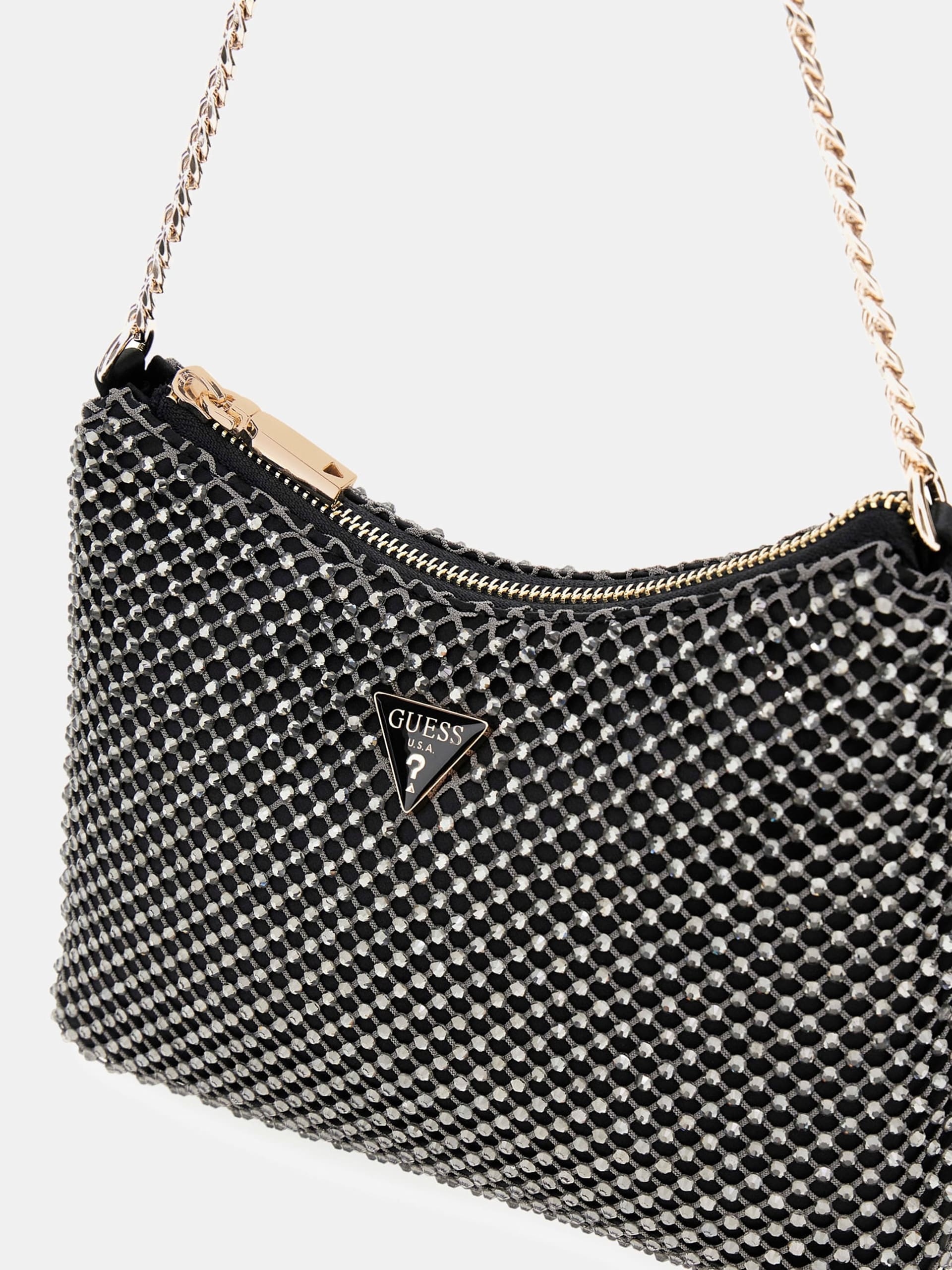 GUESS Zalina Top Zip Mesh Bag Black