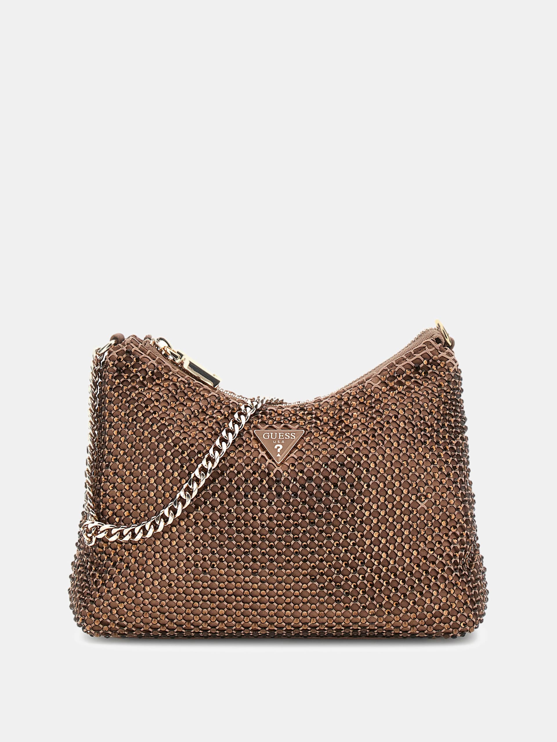 GUESS Zalina Top Zip Mesh Bag Bronze