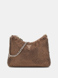 GUESS Zalina Top Zip Mesh Bag Bronze