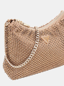 GUESS Zalina Top Zip Mesh Bag Bronze