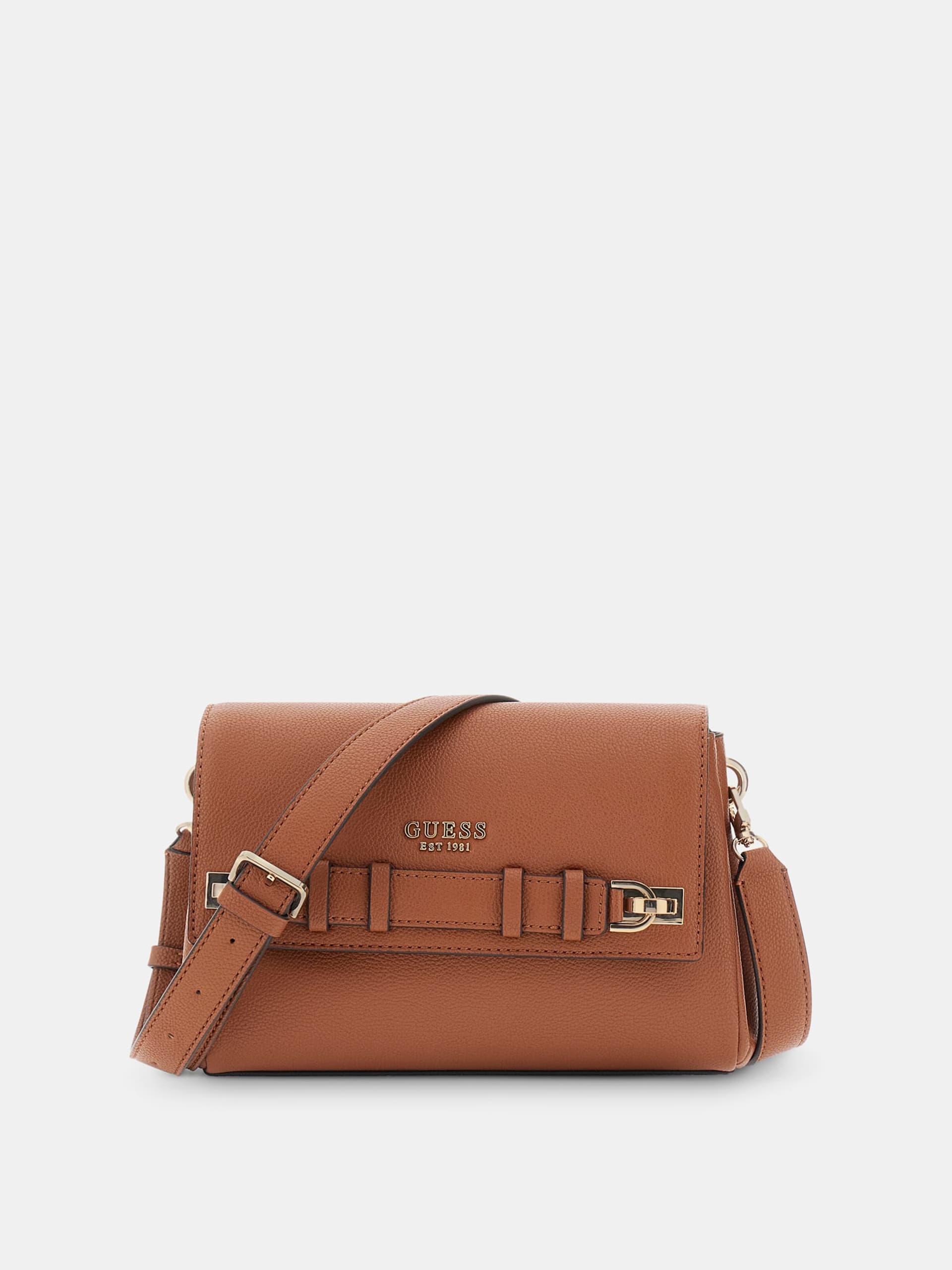 GUESS Georgia Flap Crossbody Bag Cognac