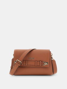 GUESS Georgia Flap Crossbody Bag Cognac