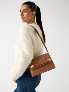 GUESS Georgia Flap Crossbody Bag Cognac