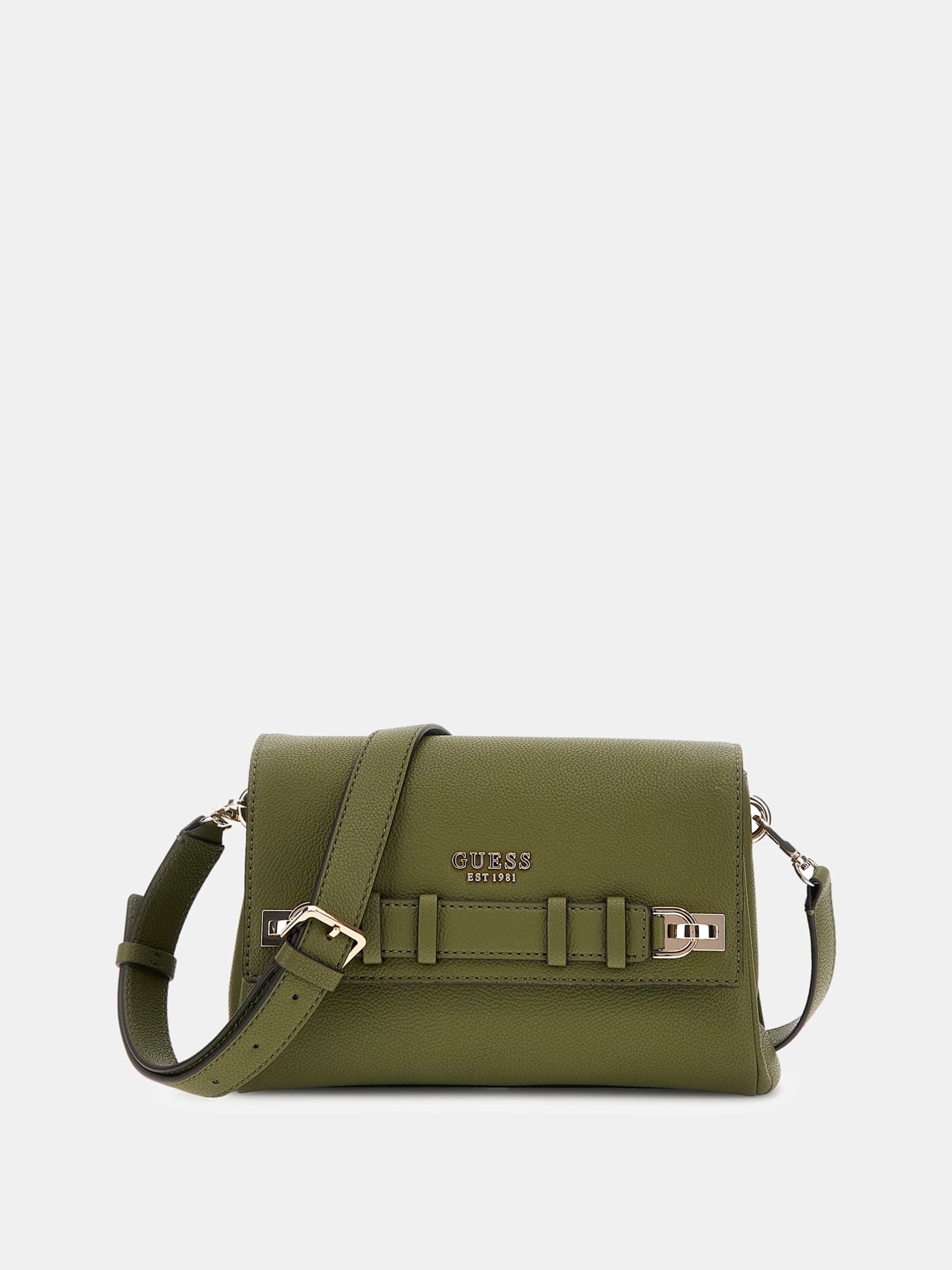 GUESS Georgia Flap Crossbody Bag Olive