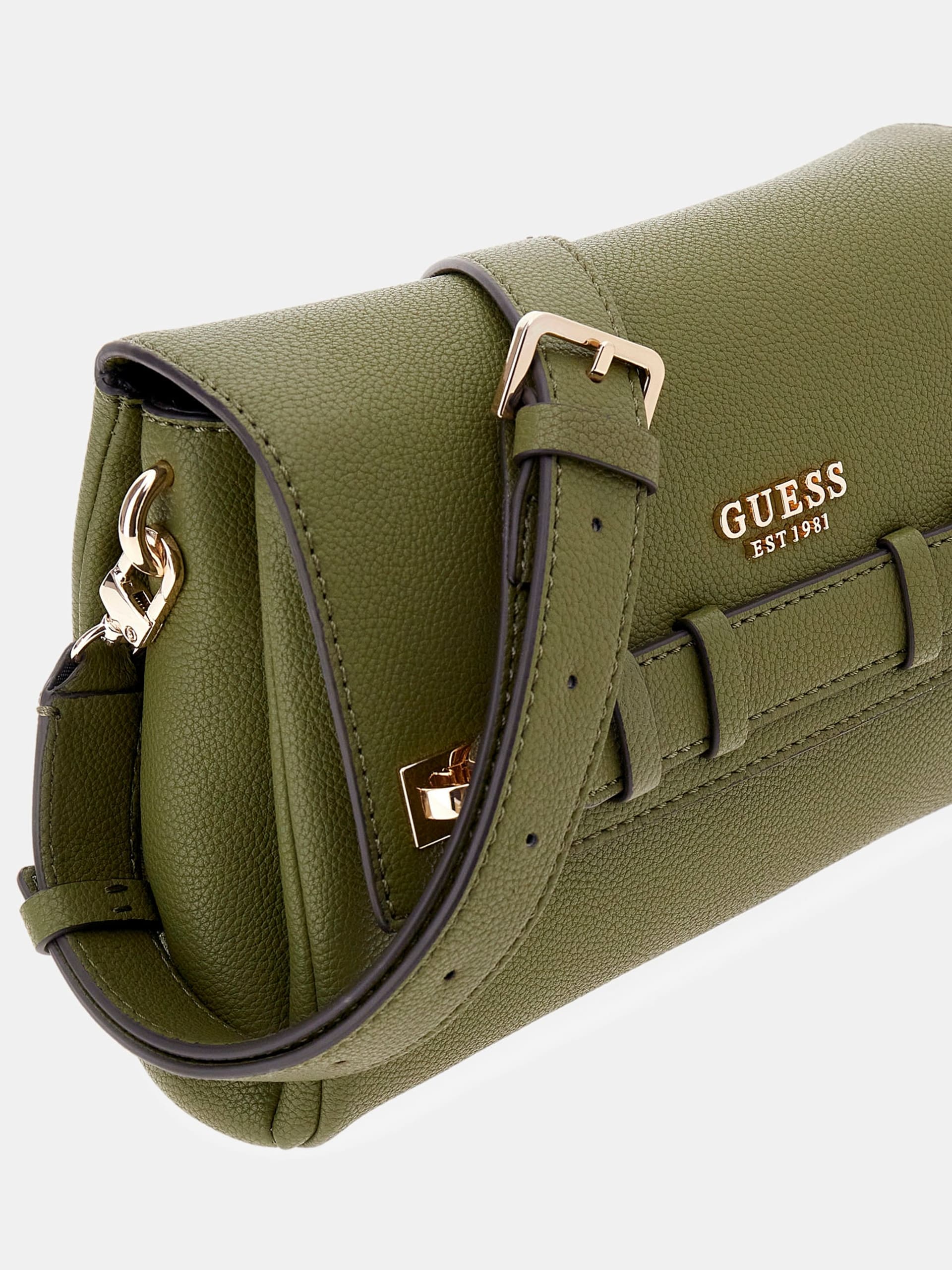 GUESS Georgia Flap Crossbody Bag Olive