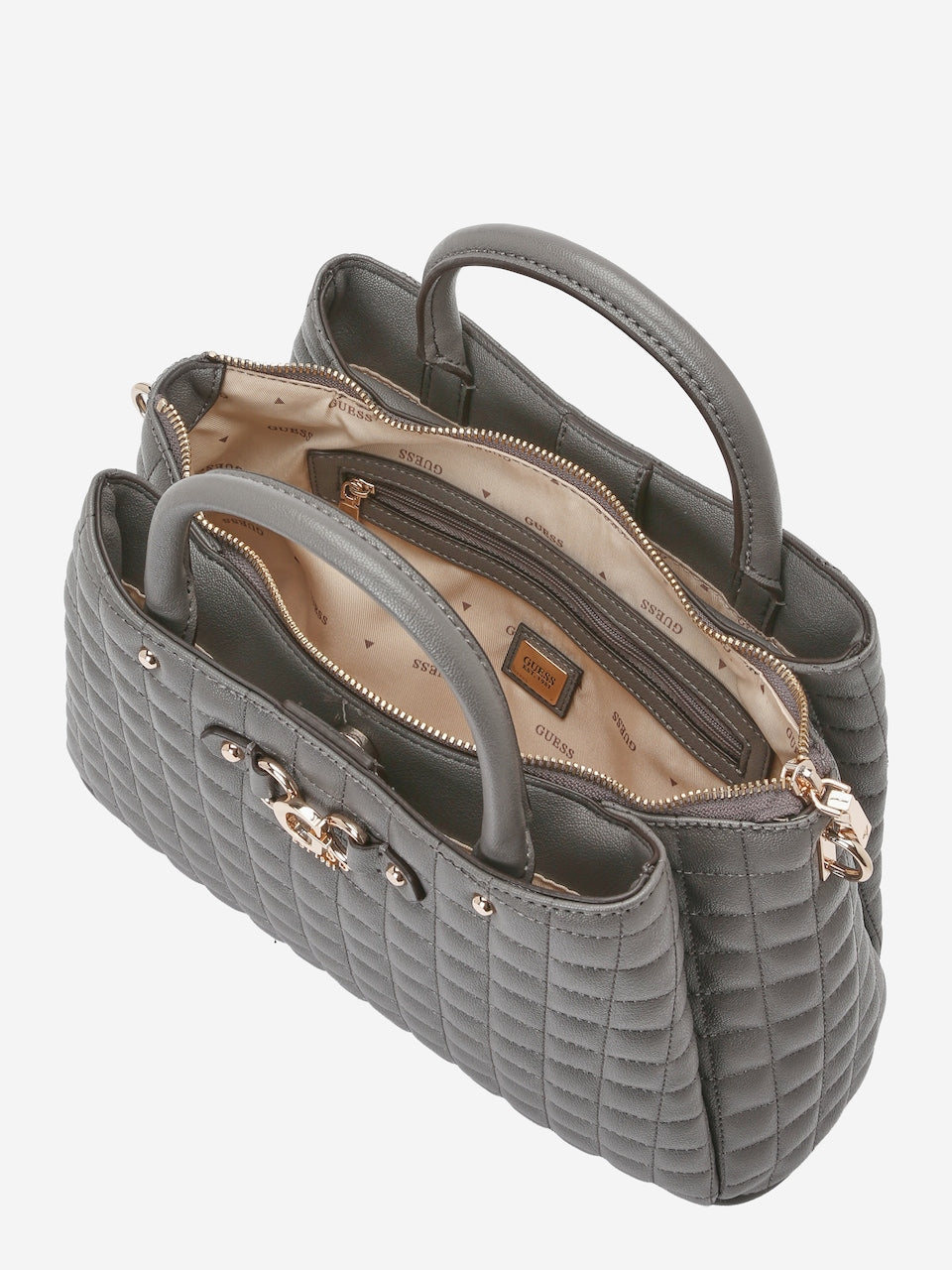GUESS Nadira Girlfriend Satchel Bag Slate Grey