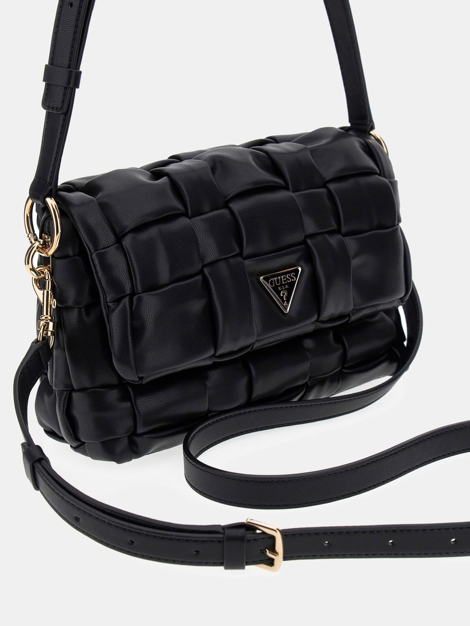 GUESS Marion Flap Shoulder Bag in Black