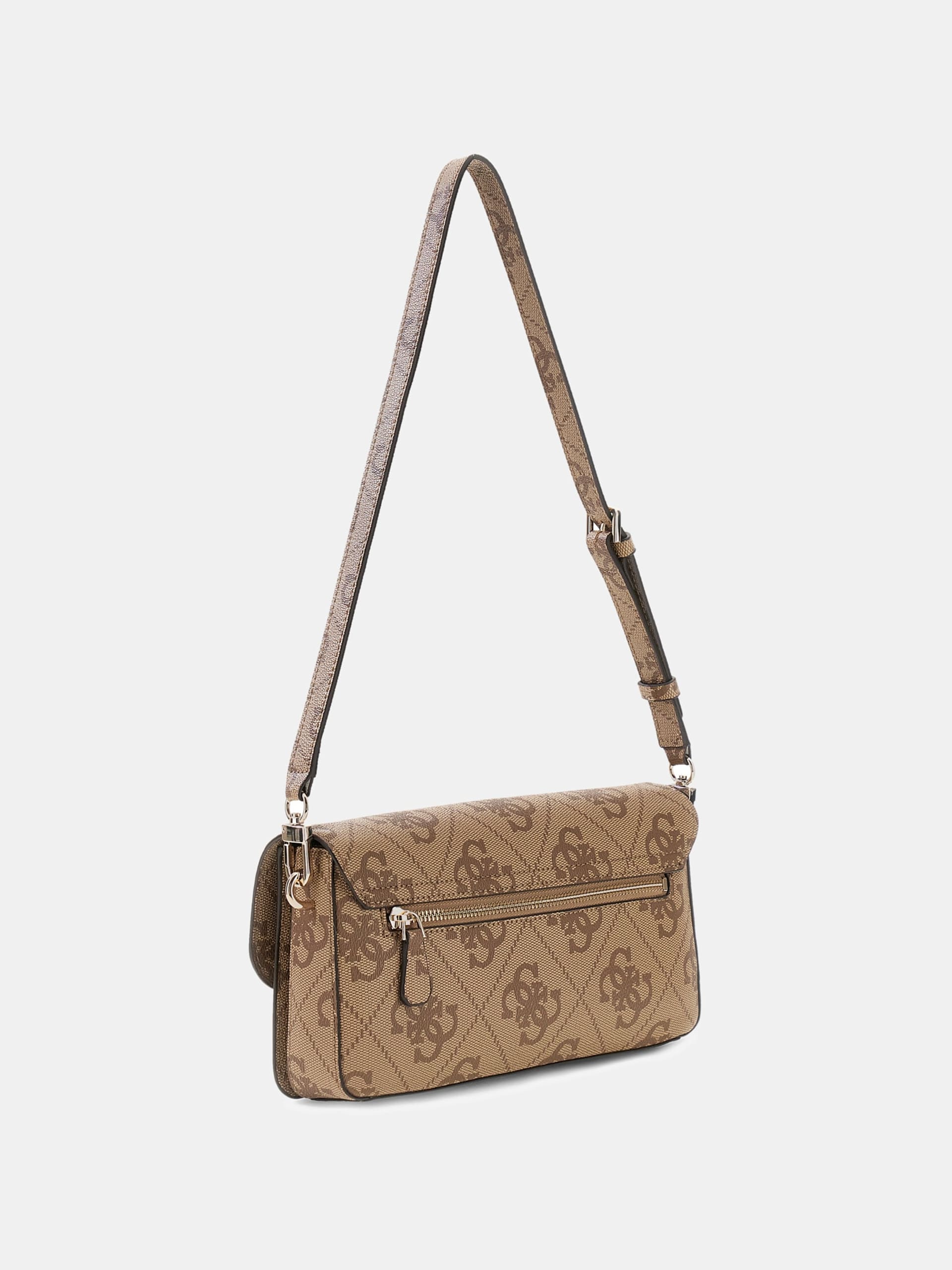 GUESS SADIE Flap Shoulder Bag Caffe Latte