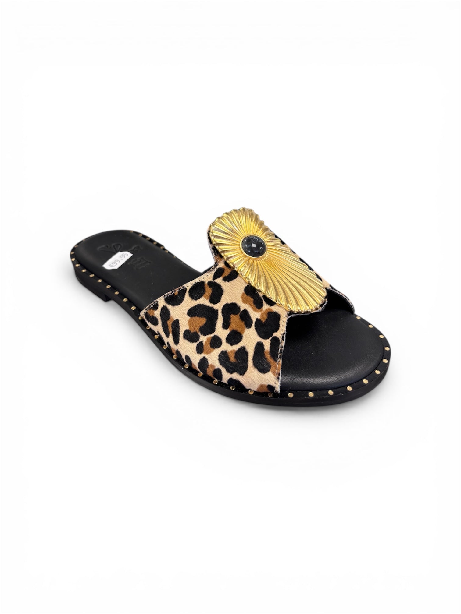 SPiero Studded Leopard Slider Black
