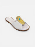 SPiero Studded White Leather Sliders