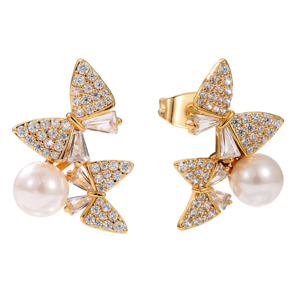 KNIGHT & DAY -  Butterfly and Pearl earrings