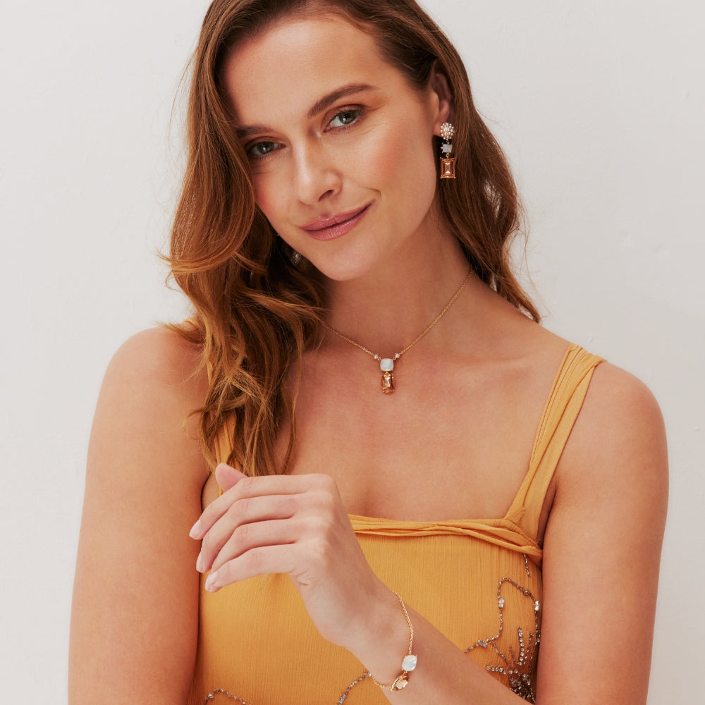 KNIGHT & DAY -  Champagnes and white opal earrings