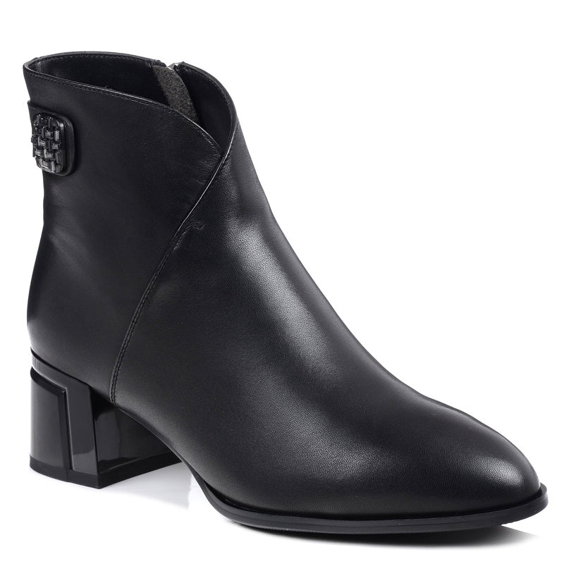 Loretta Vitale Black Leather Ankle Boot