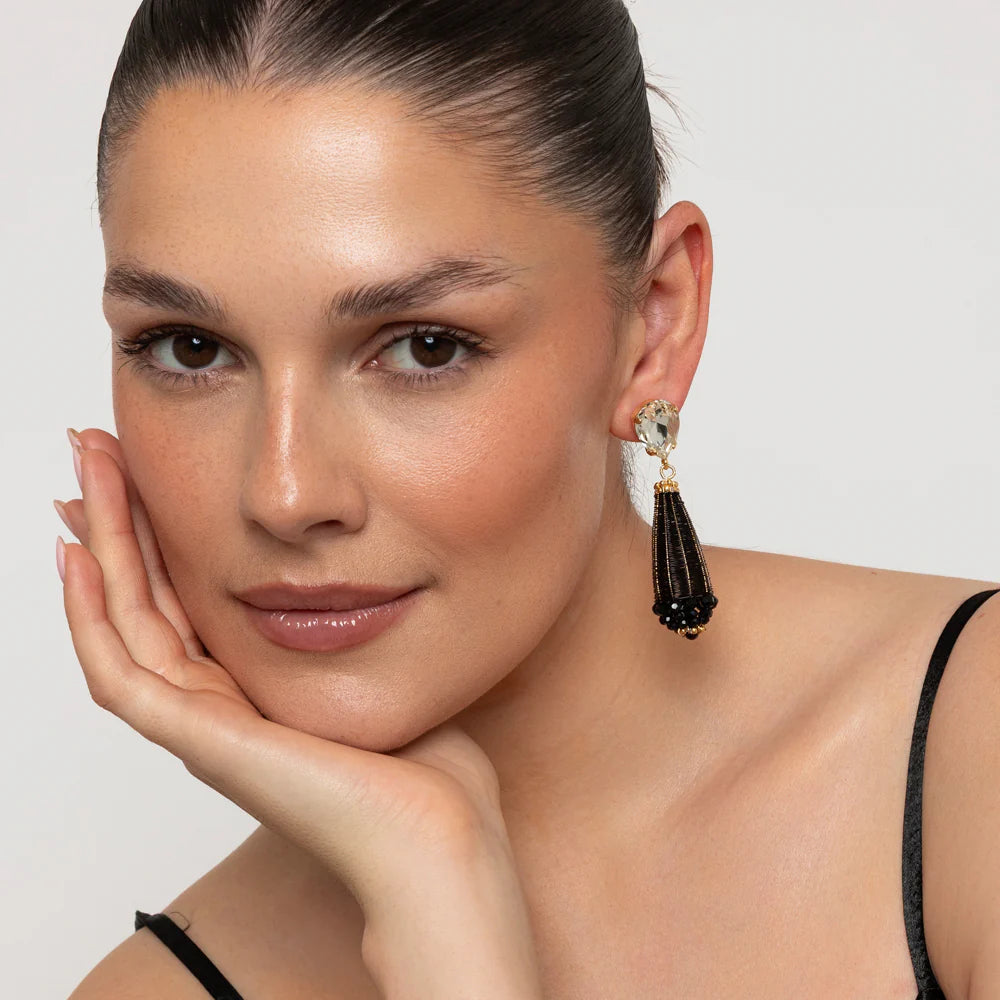 KNIGHT & DAY - Anya Black and Gold Earrings