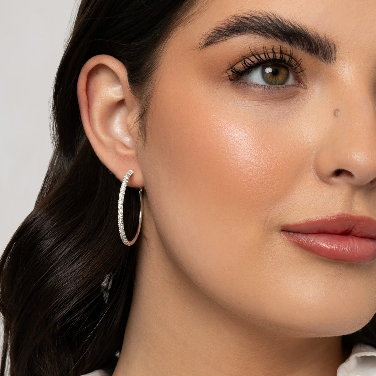 KNIGHT & DAY - Medium Size Crystal Encrusted Hoops