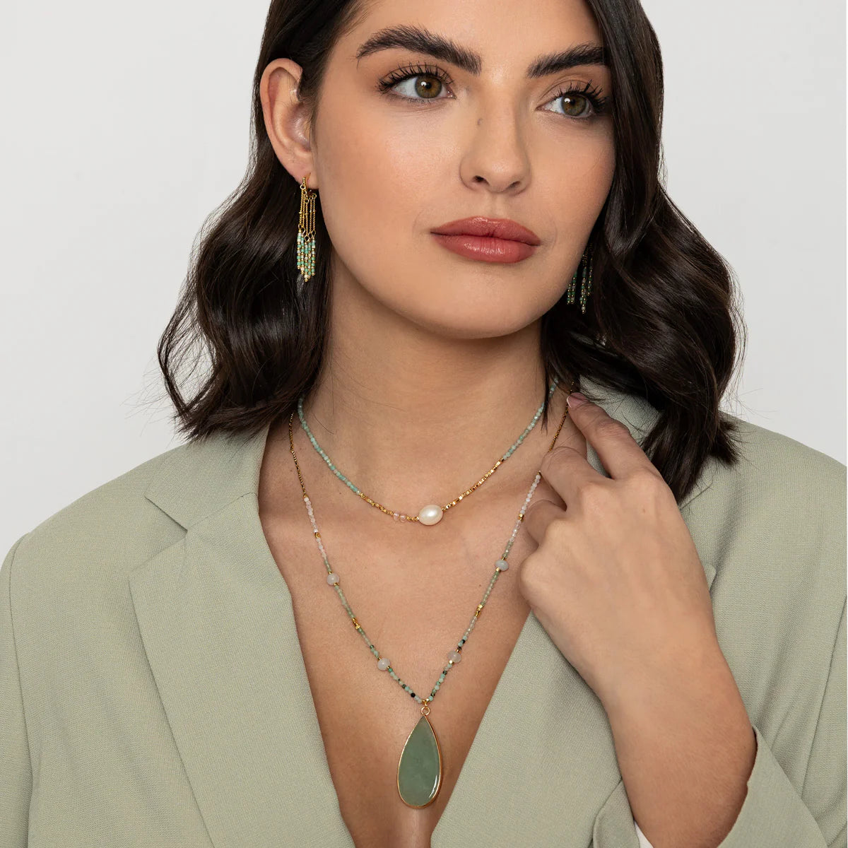 KNIGHT & DAY - Aventurine Stone Necklace