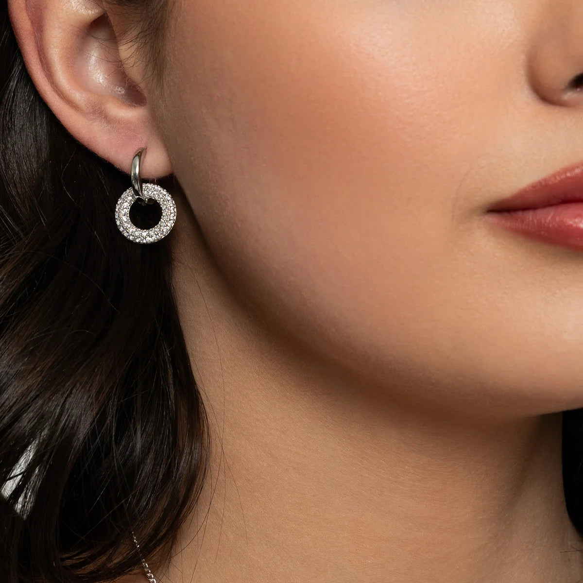 KNIGHT & DAY - Izabella B Medium Silver Hooped Earrings