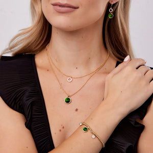 KNIGHT & DAY - Crystal & Emerald Beaded Bracelet