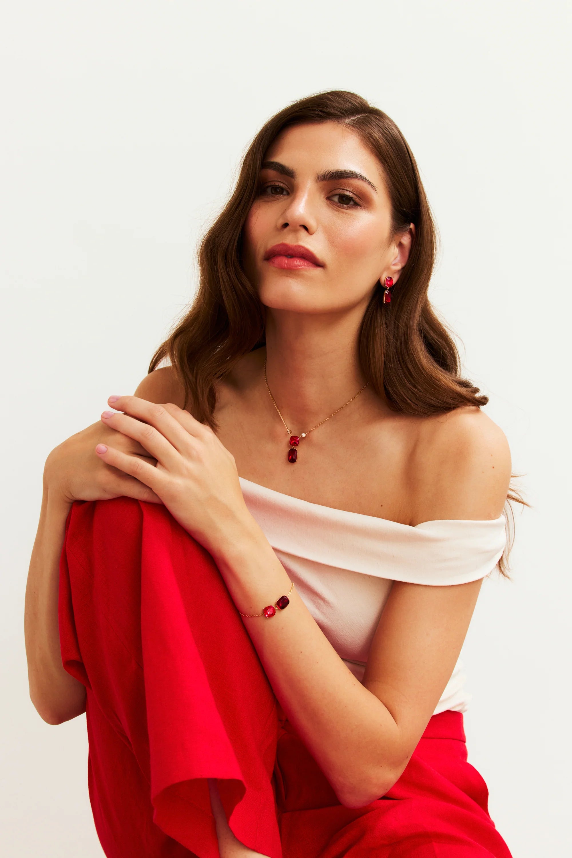 KNIGHT & DAY - Garnet Ruby Crystal Earrings