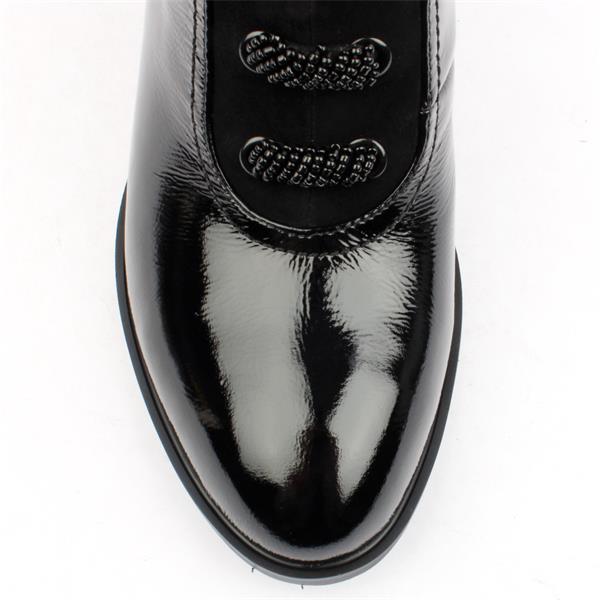 LORETTA VITALE Leather Patent Ankle Boot Black