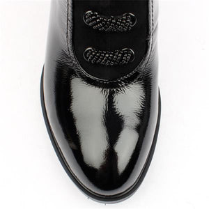 LORETTA VITALE Leather Patent Ankle Boot Black