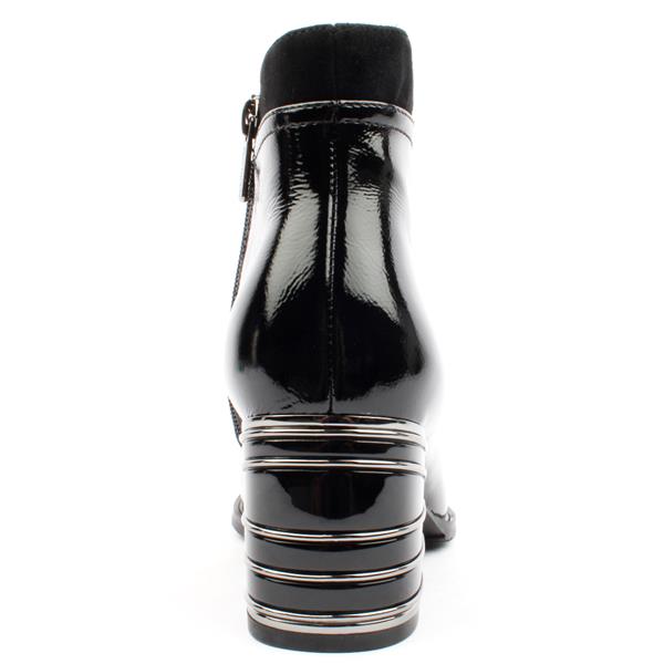 LORETTA VITALE Leather Patent Ankle Boot Black