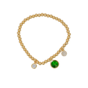 KNIGHT & DAY - Crystal & Emerald Beaded Bracelet