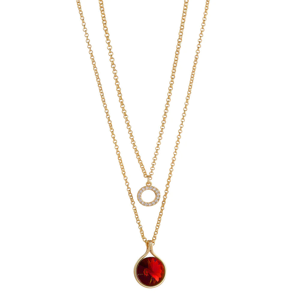 KNIGHT & DAY - Crystal & Garnet Layered Necklace