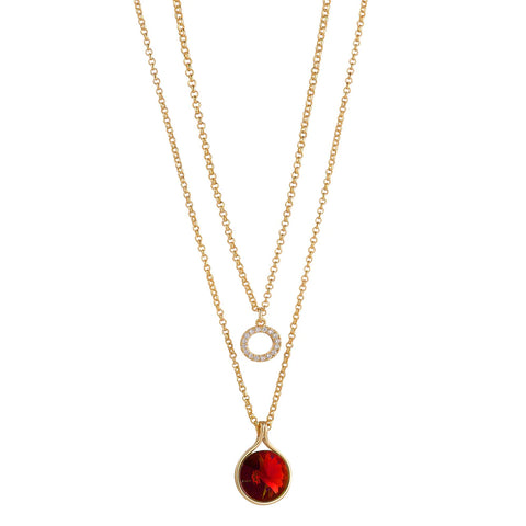 KNIGHT & DAY - Crystal & Garnet Layered Necklace