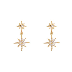 KNIGHT & DAY -  White CZ Star Drop Earrings