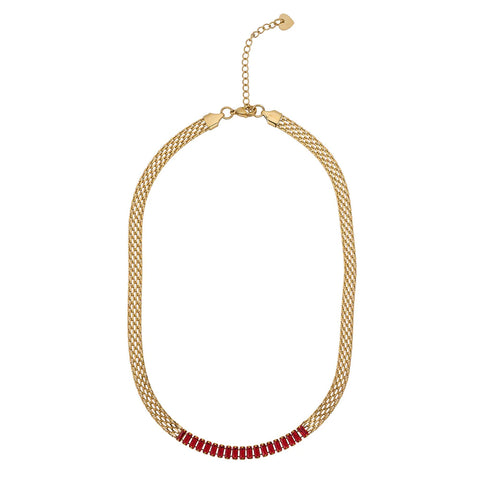 KNIGHT & DAY - Garnet Mesh Necklace